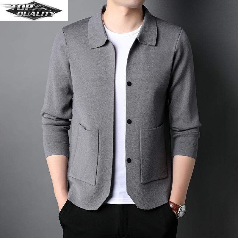 New Top Grade Autum Winter Brand Fashion Knitwear Lapel Japanese Street Mens Cardigan Sweater Casual Coats Jacket Men Clothing